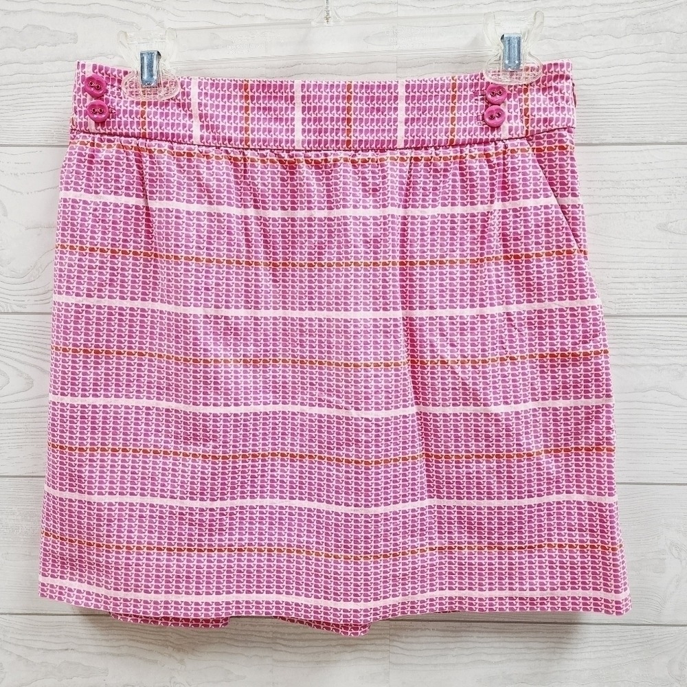 Vineyard Vines Womens Pink Whale‎ Print Mini Skirt Size 4 Preppy Cotton Blend
